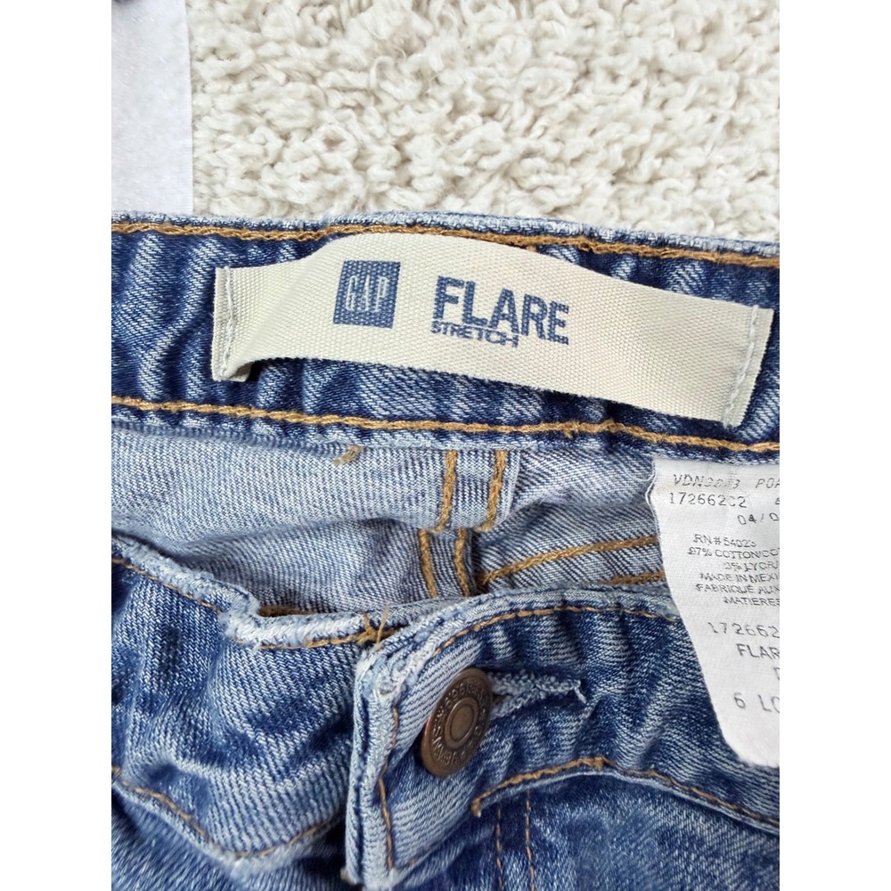 Gap Flare Jeans Women 6L Blue Y2K Distressed Stretch Denim 04/04 Vintage 30x34.5